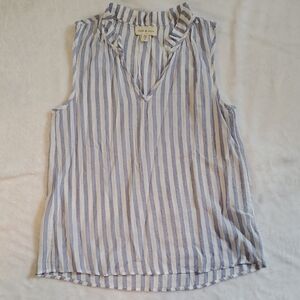 Cloth & Stone Sleeveless Blue and White Striped Blouse